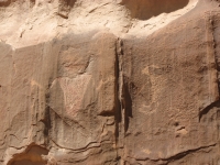 Burden bearer or Kokopelli image at Three Finger Canyon